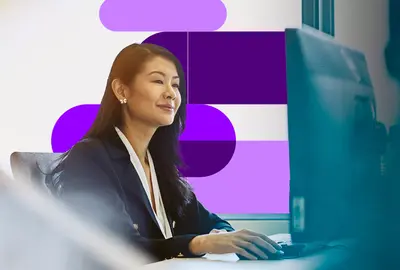 woman working on a computer