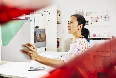 woman working from home