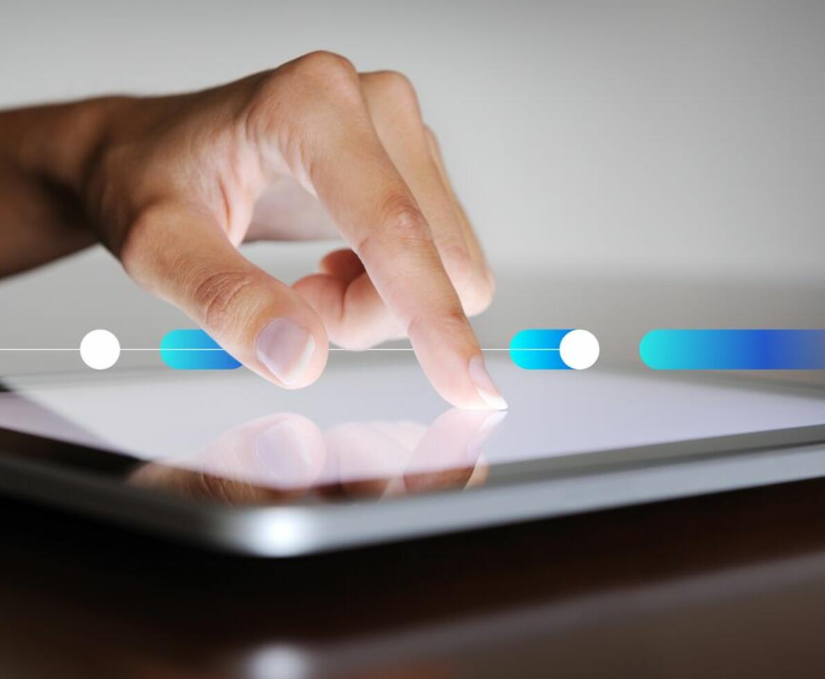 hand navigating on tablet screen