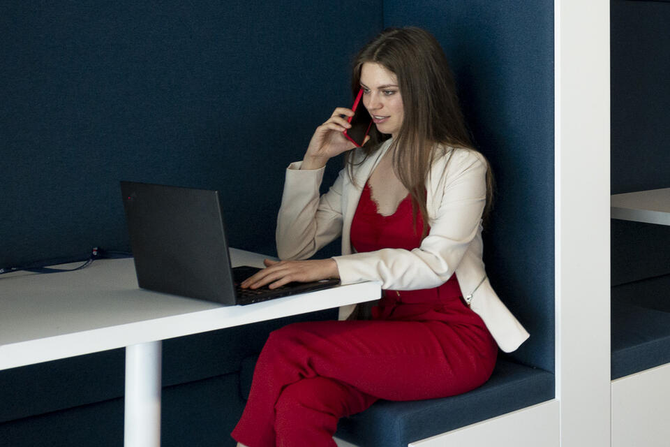 Randstad team member in a call